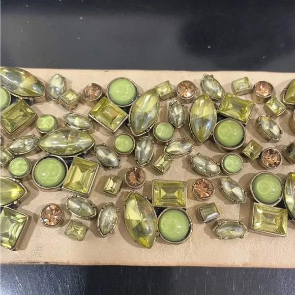 Betsey Johnson leather rhinestone massive bracelet 7.5” long 2” wide amazing! - Picture 9 of 11